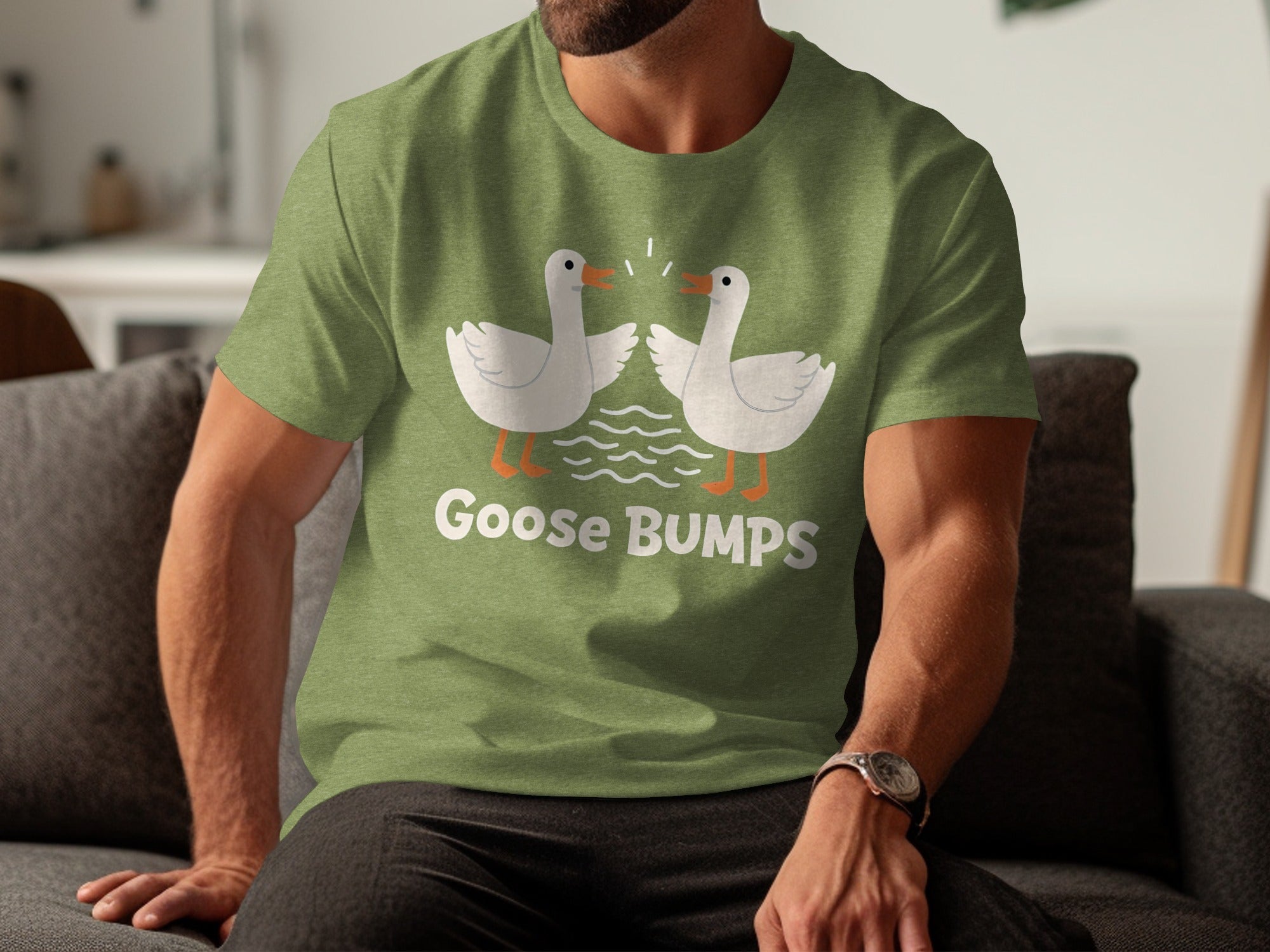 Goose BUMPS Funny Animal Cartoon Design Graphic T-Shirt