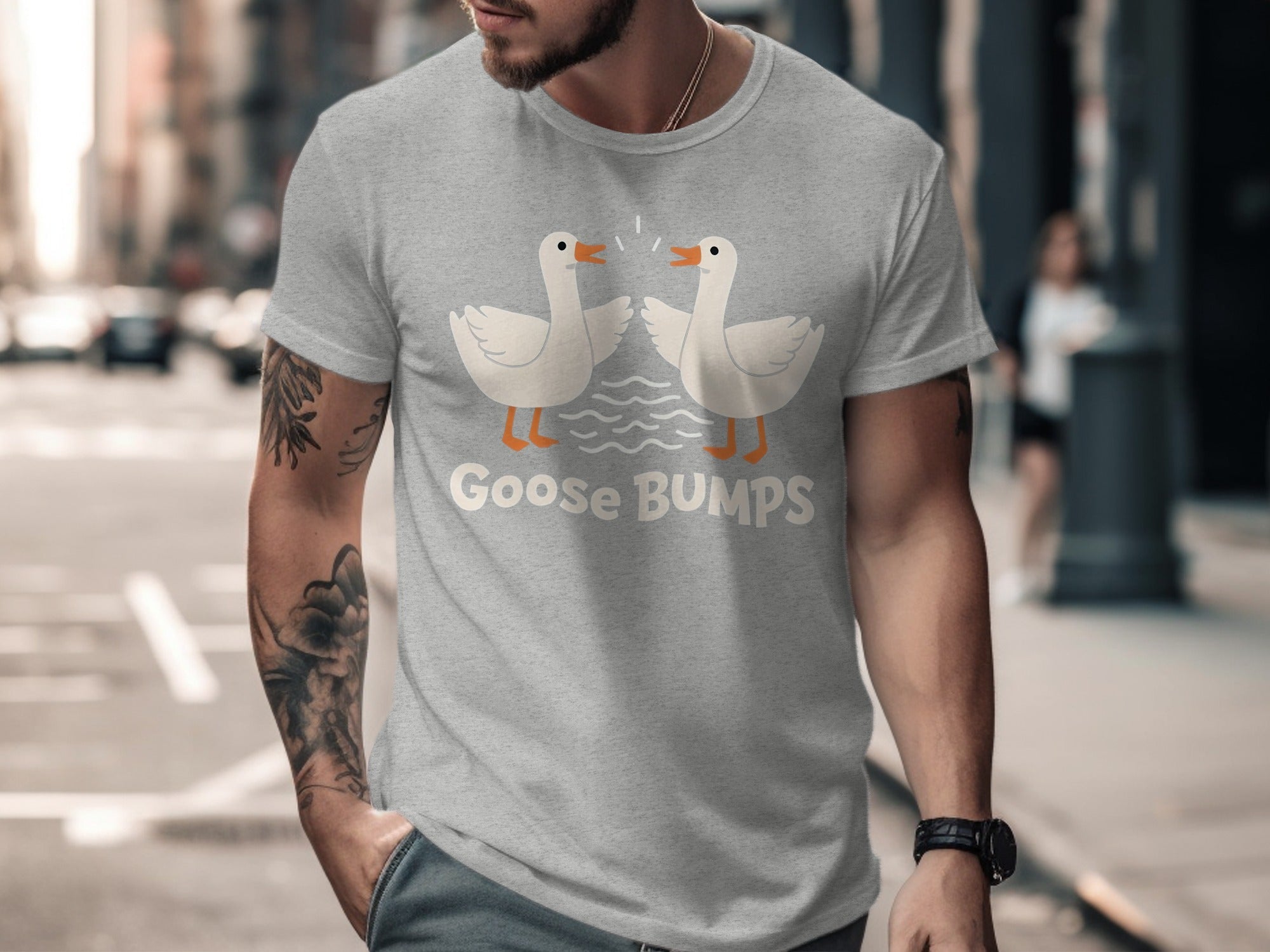 Goose BUMPS Funny Animal Cartoon Design Graphic T-Shirt