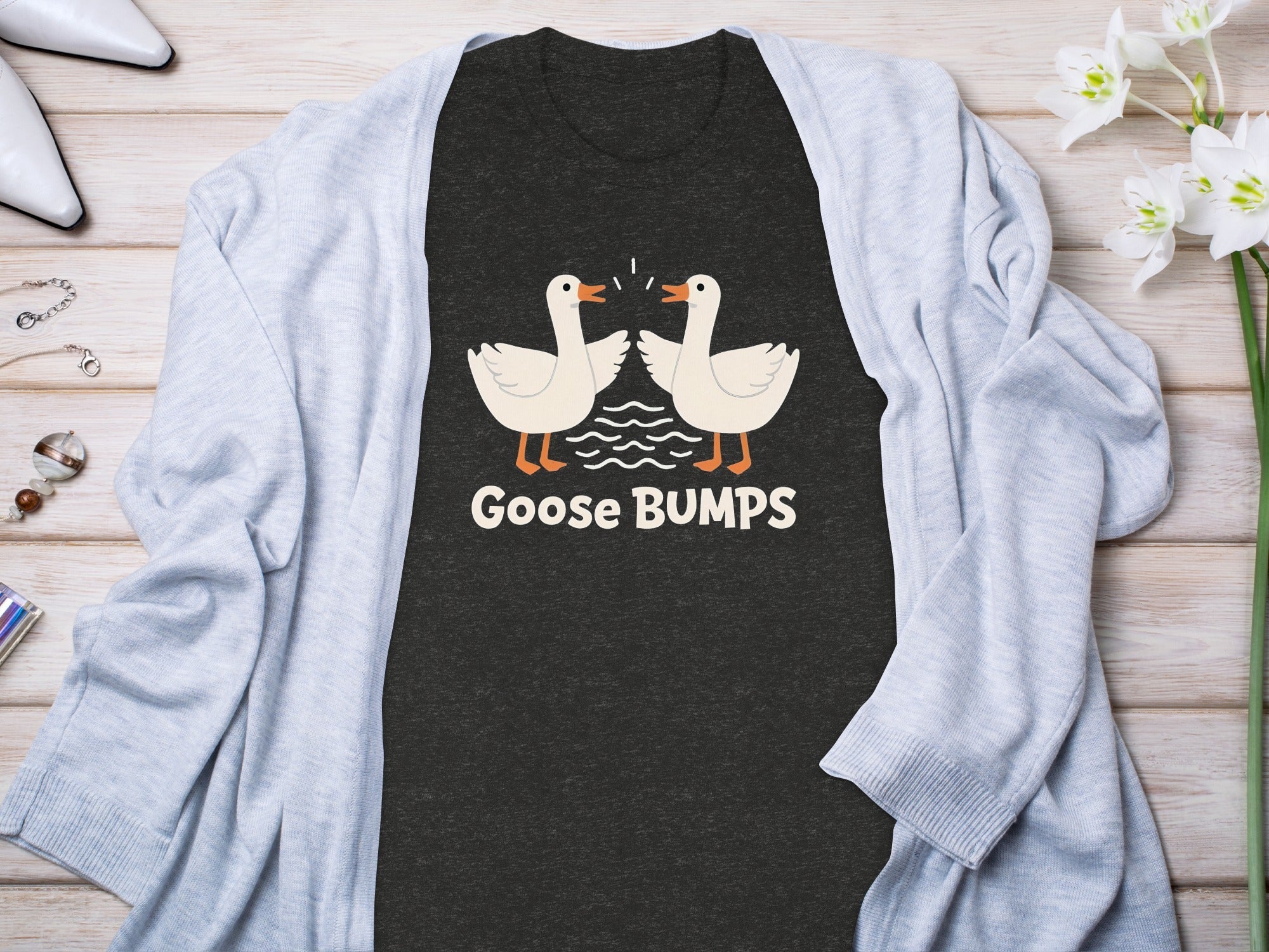 Goose BUMPS Funny Animal Cartoon Design Graphic T-Shirt